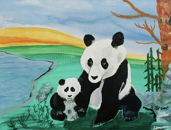 Panda and Cub Painting